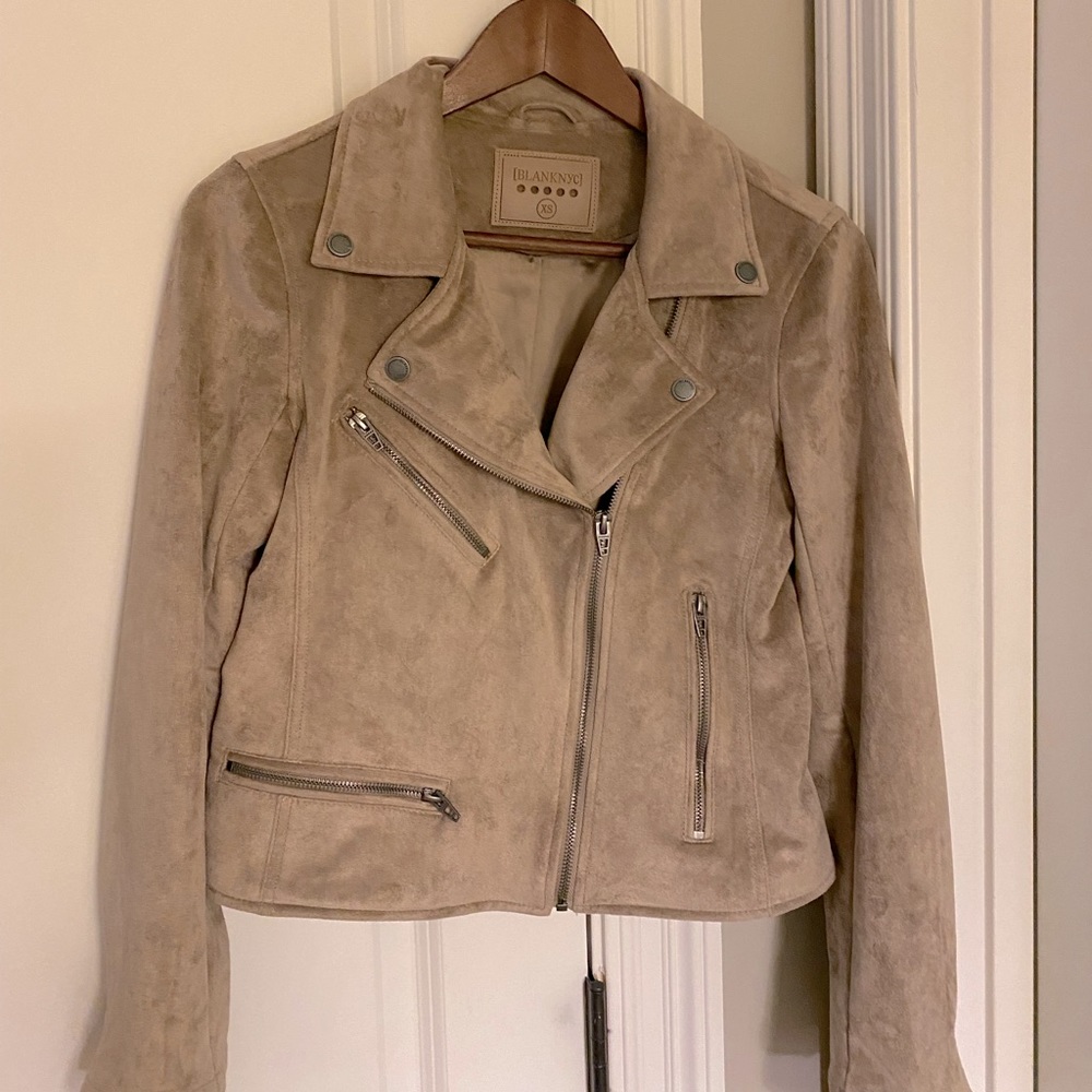 BLANKNYC  faux suede motto jacket